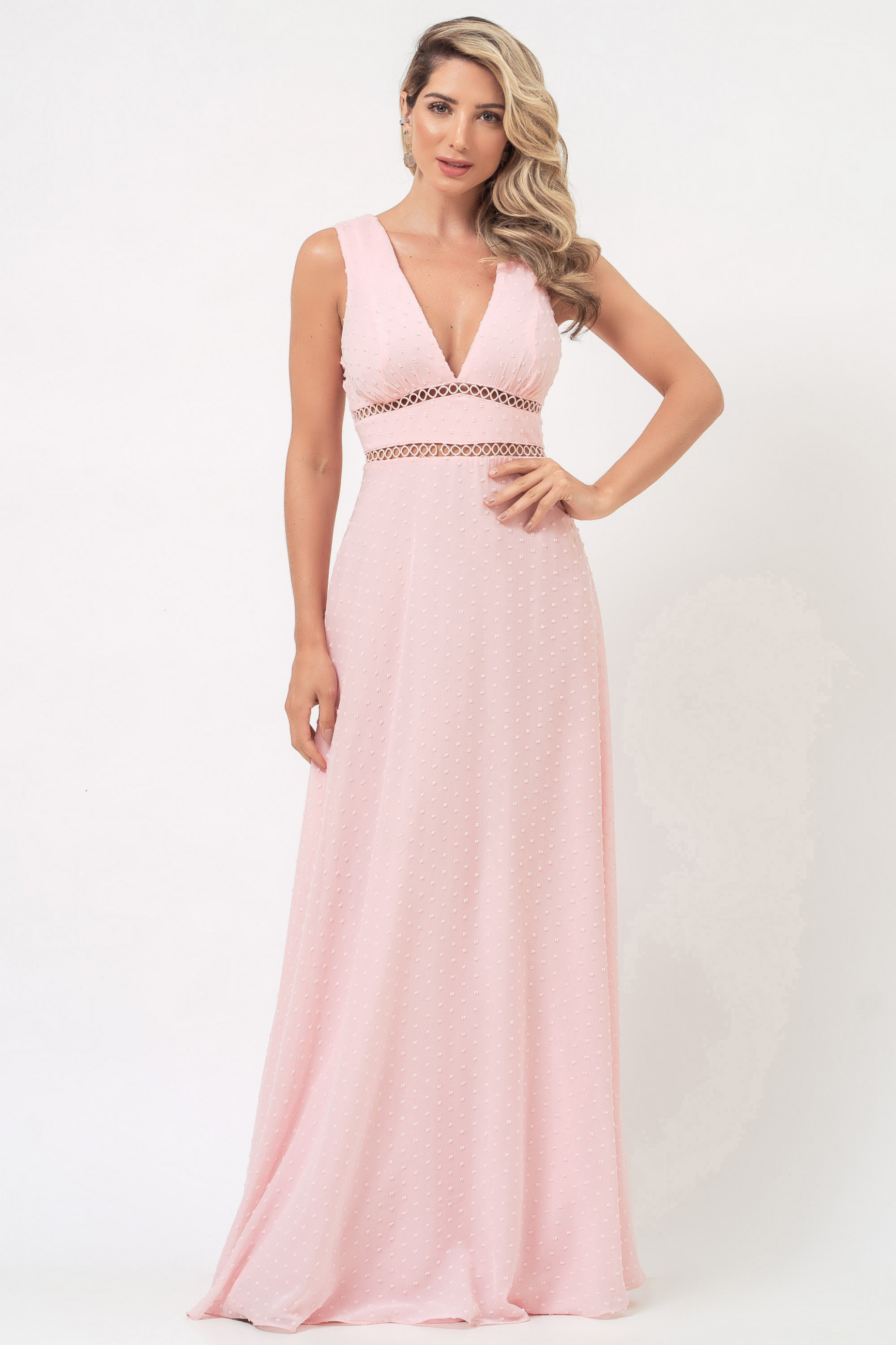 Vestido Longo Jenifer Rosa Claro