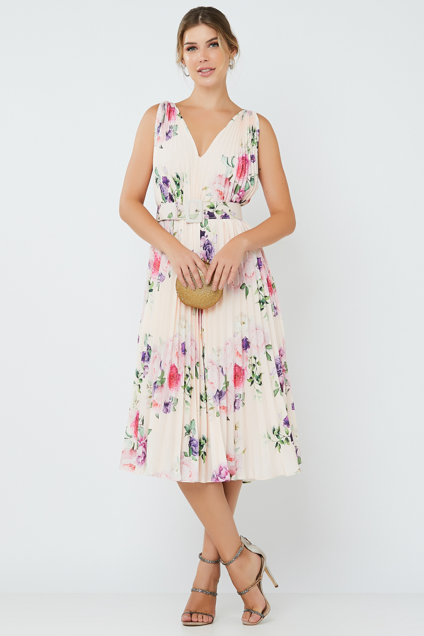 Vestido Midi Estampado Pietra Salmão