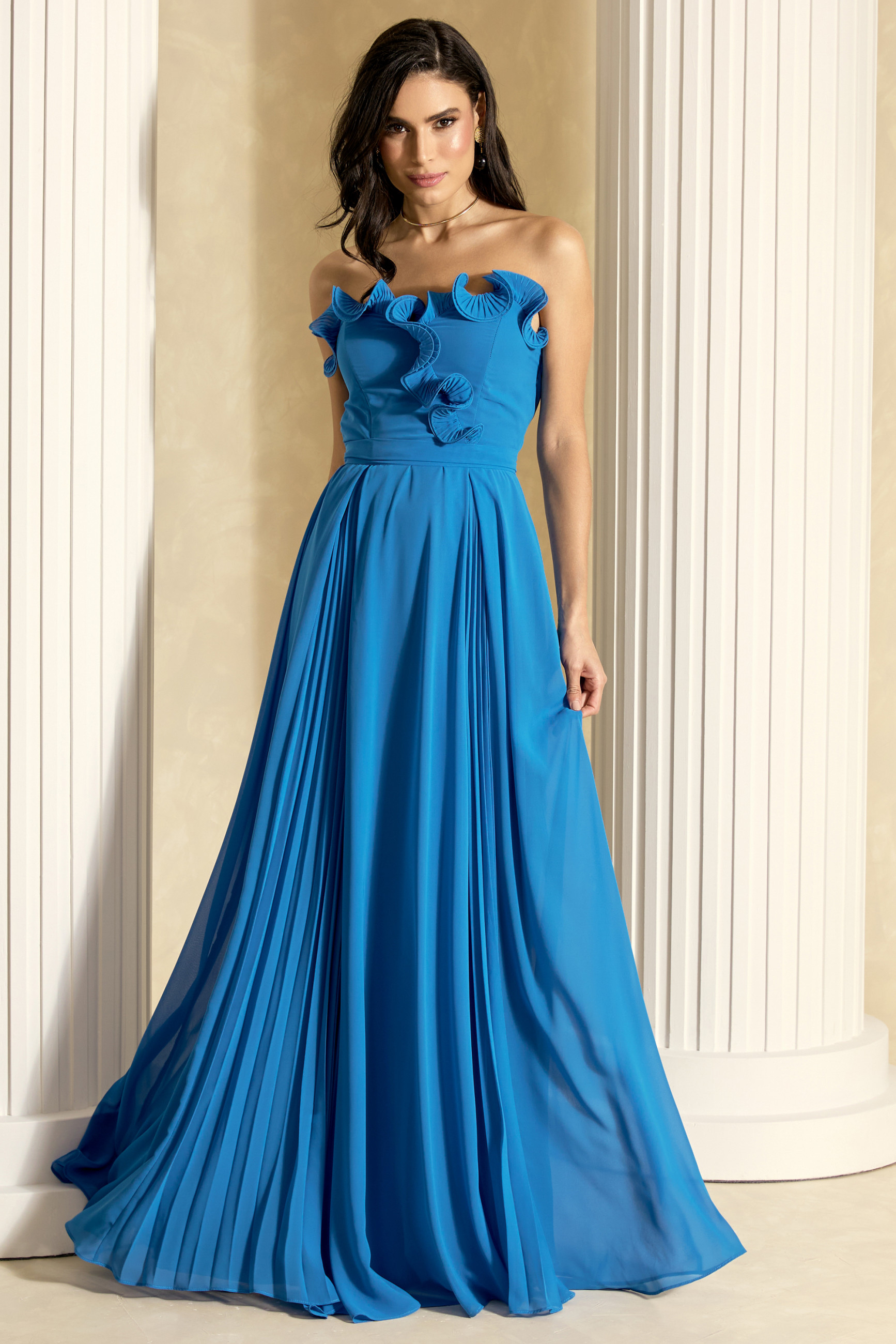 Vestido de Festa Longo Azul Paris Ladydress