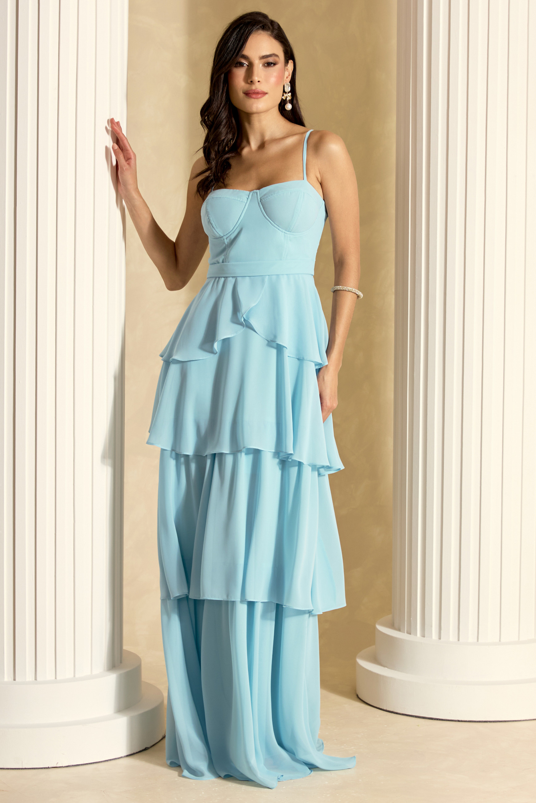 Vestido de Festa Longo Azul Serenity Julie Ladydress