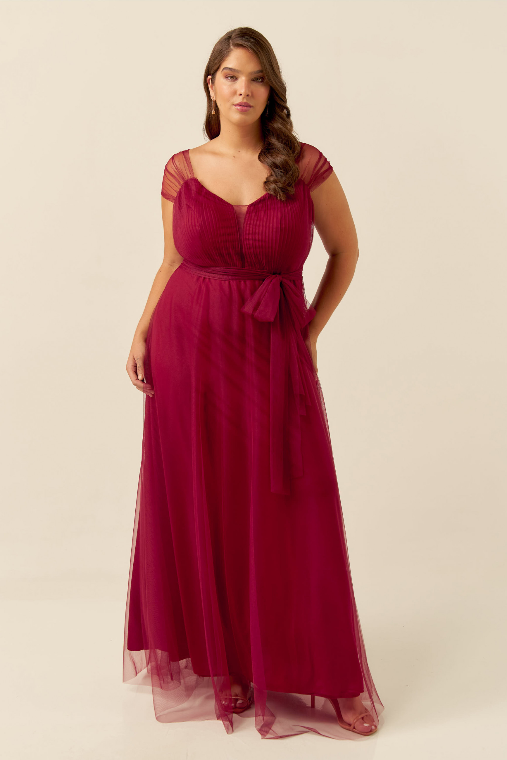 Vestido Festa Madrinha Plus Size Marsala   Longo Ladydress