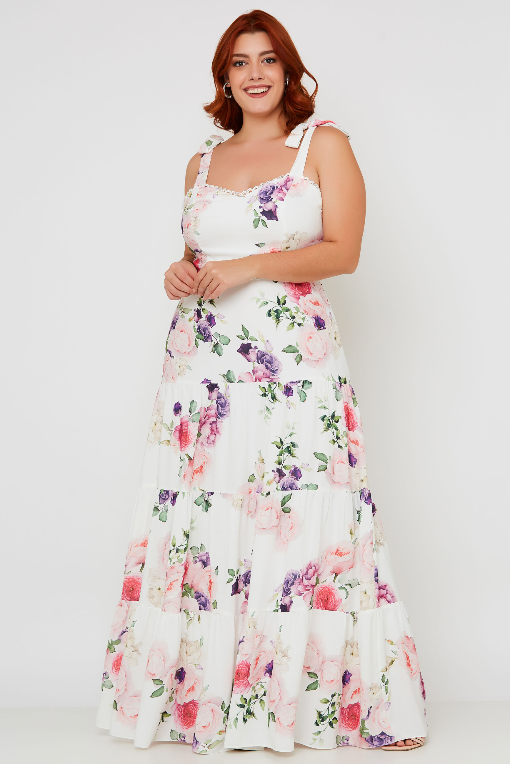 Vestido longo Estampado Analu Off white