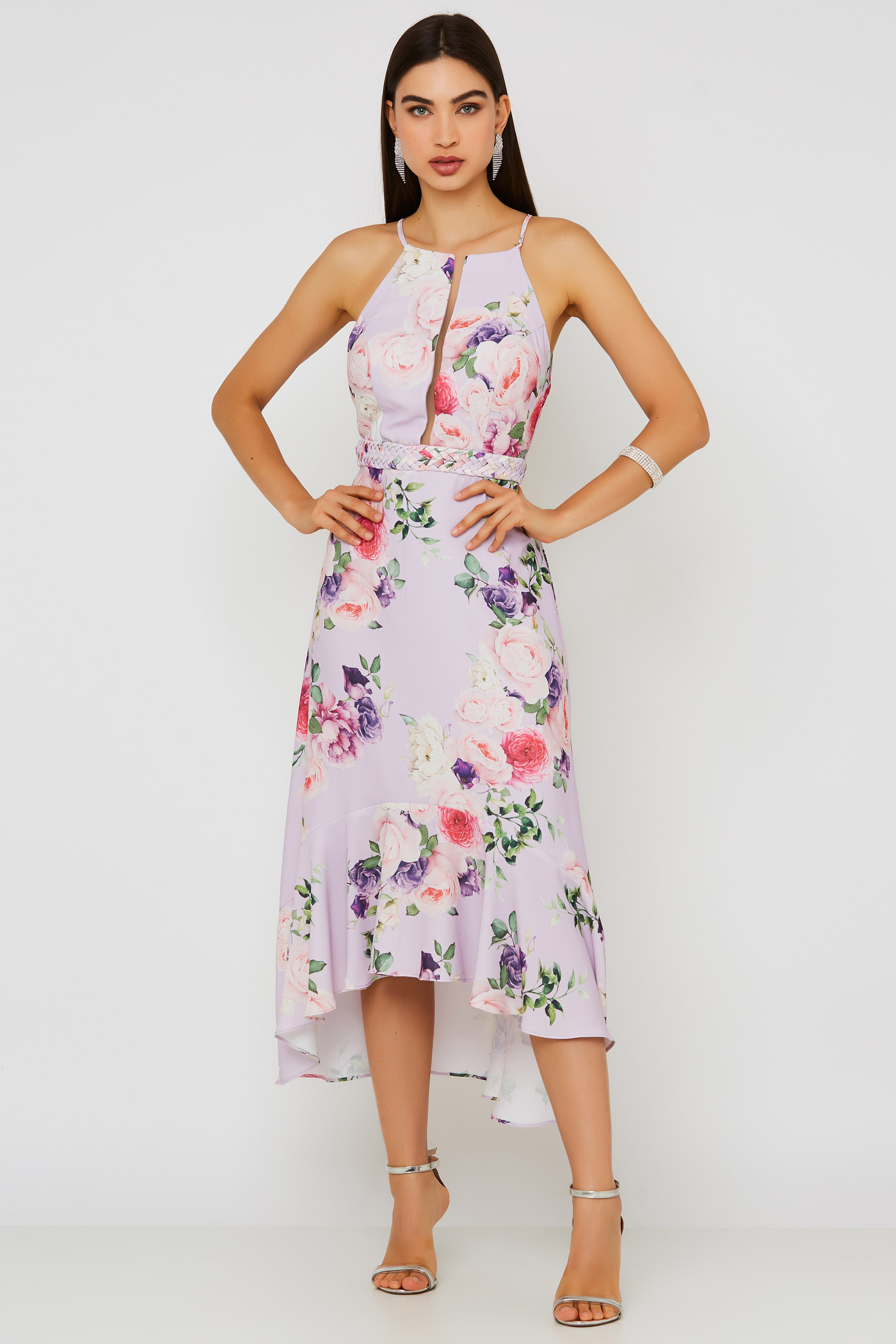 Vestido Midi Estampado Daiana Lavanda