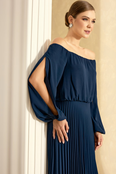 Vestido de Festa Longo Azul Marinho Rubi Ladydress