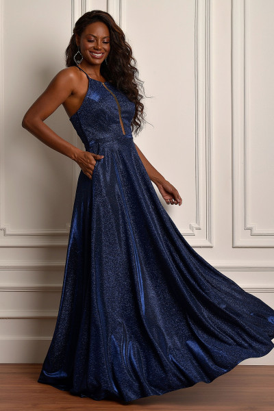 Vestido Festa Madrinha  Azul Marinho   Longo Ladydress