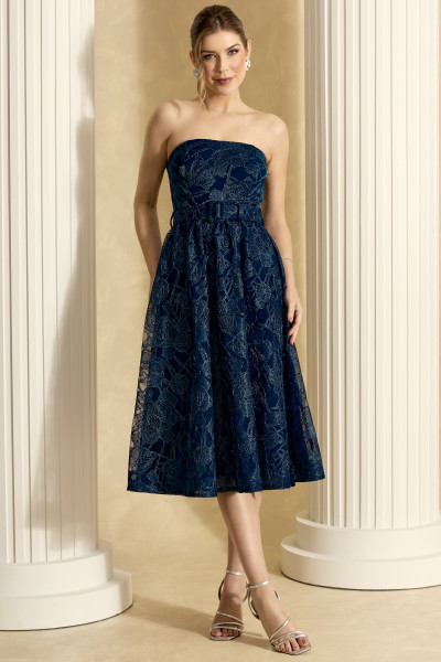 Vestido de Festa Midi Azul Marinho Lexie Ladydress