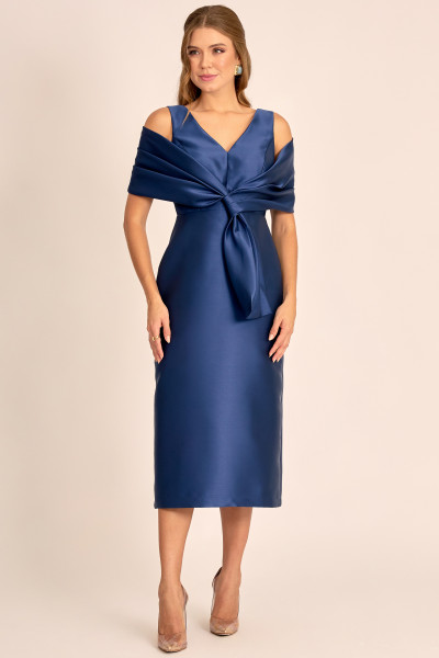 Vestido de Festa Midi Azul Marinho Sônia Ladydress