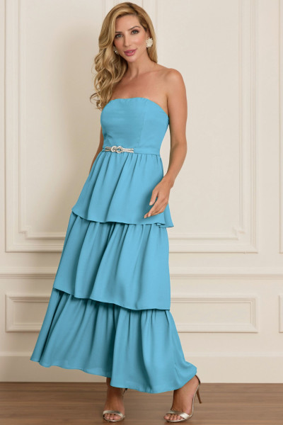 Vestido de Festa Midi Azul Serenity Hailey Ladydress
