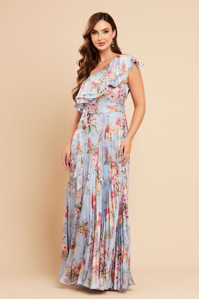 Vestido de Festa Longo Estampado Azul Serenity Raquel Ladydress