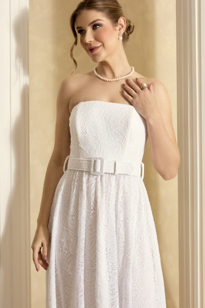 Vestido de Festa Midi Branco Yule Ladydress