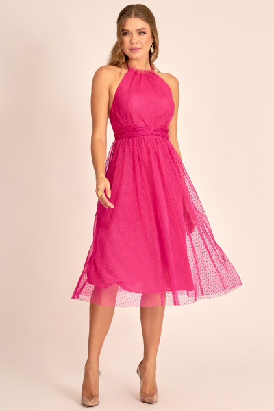 Vestido de Festa Midi Fúcsia Janaina Ladydress