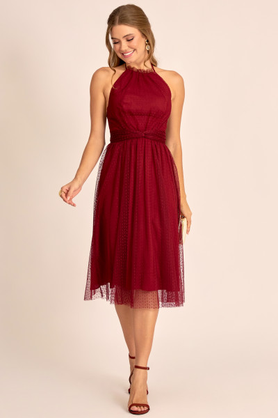 Vestido de Festa Midi Marsala Janaina Ladydress