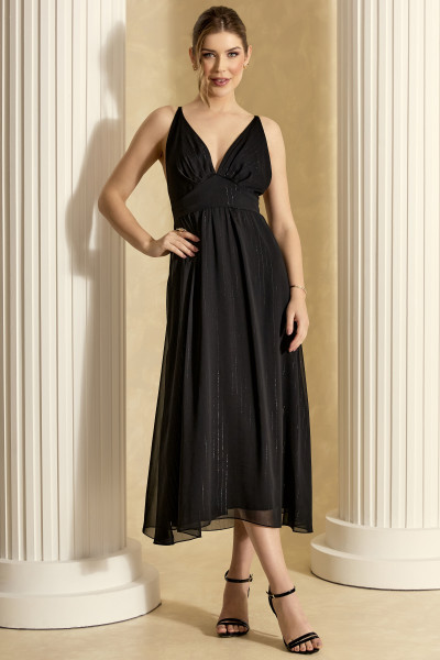 Vestido de Festa Midi Preto Caterine Ladydress