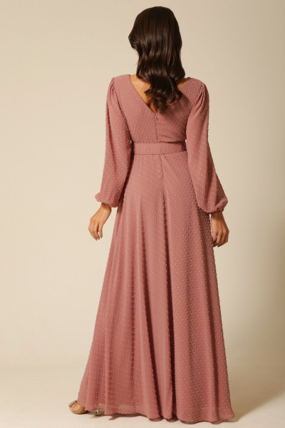 Vestido Festa Madrinha  Rose  decote manga Longo Ladydress