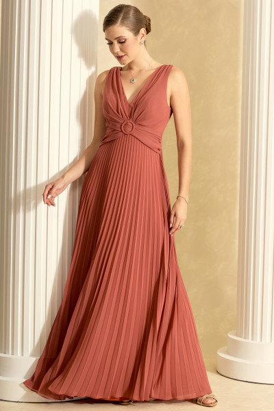 Vestido de Festa Longo Terracota Melina Ladydress