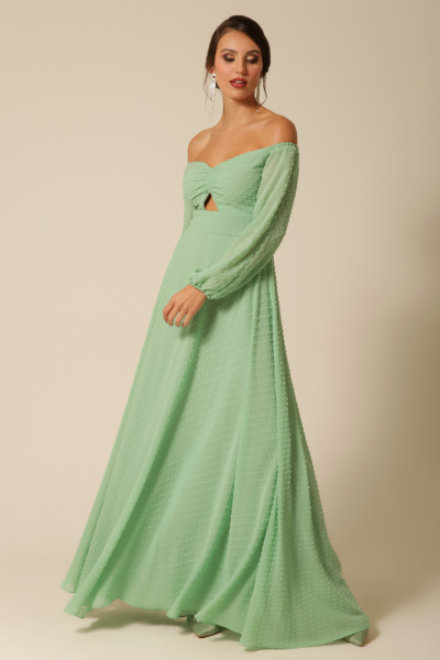 Vestido Festa Madrinha  Verde Menta  decote coração Longo Ladydress