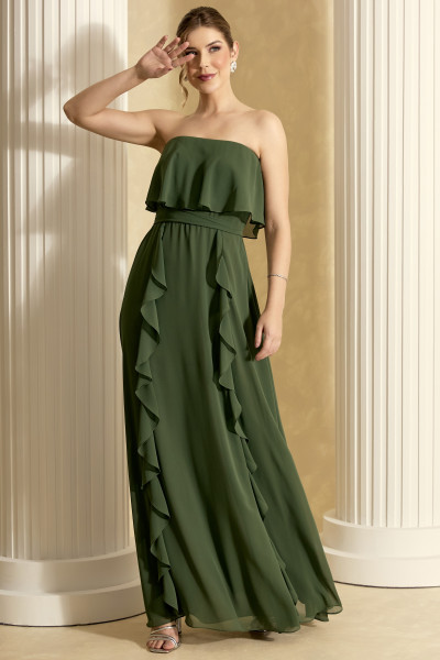 Vestido de Festa Longo Verde Oliva Stella Ladydress