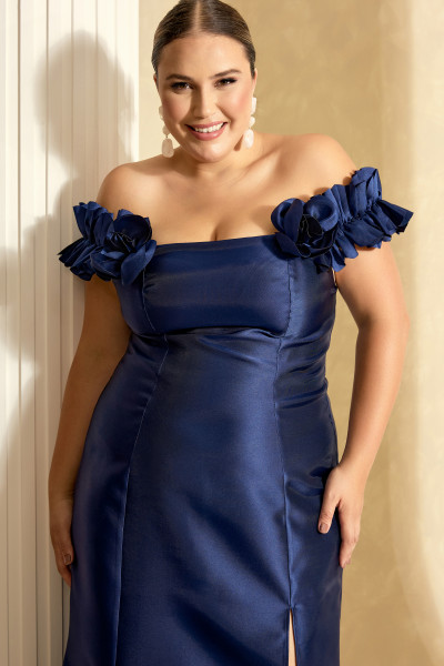 Vestido de Festa Longo Azul Marinho Kimberly Ladydress