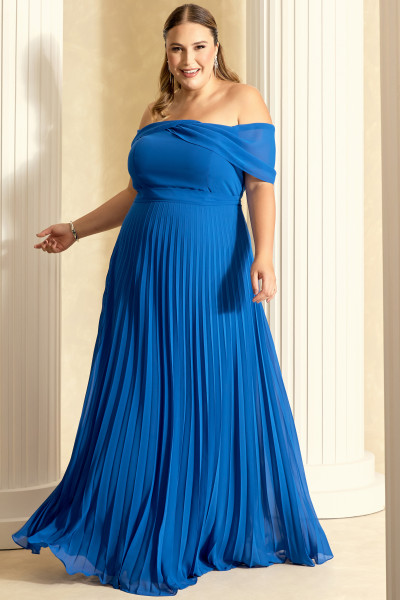 Vestido de Festa Longo Plus Size Azul Royal Consuelo Ladydress
