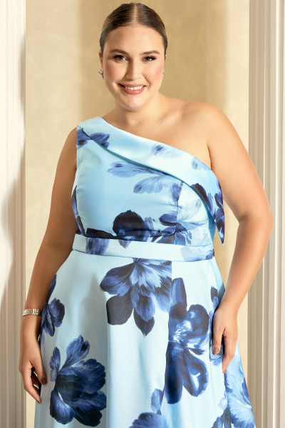 Vestido de Festa Longo Plus Size Estampado Azul Serenity Colette Ladydress