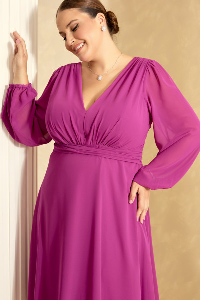 Vestido de Festa Midi Plus Size Fúcsia Lily