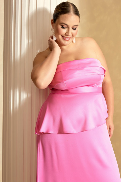 Vestido de Festa Longo Plus Size Pink Becky Ladydress