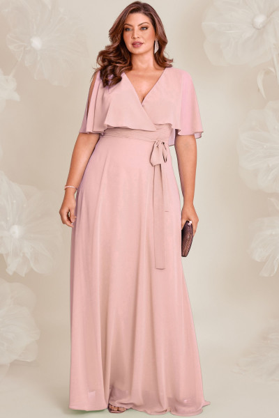 Vestido de Festa Longo Plus Size Rosa Marcia Ladydress