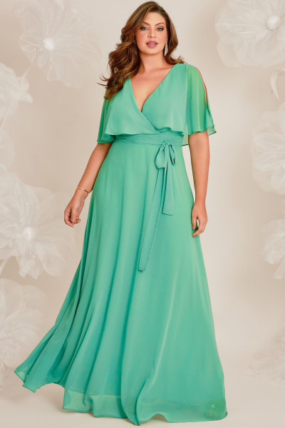 Vestido de Festa Longo Plus Size Verde Tiffany Marcia Ladydress