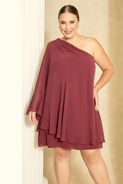 Vestido de Festa Midi Plus Size Vinho Chiara Ladydress