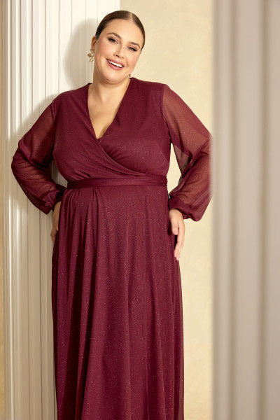 Vestido de Festa Longo Plus Size Vinho Georgia Ladydress