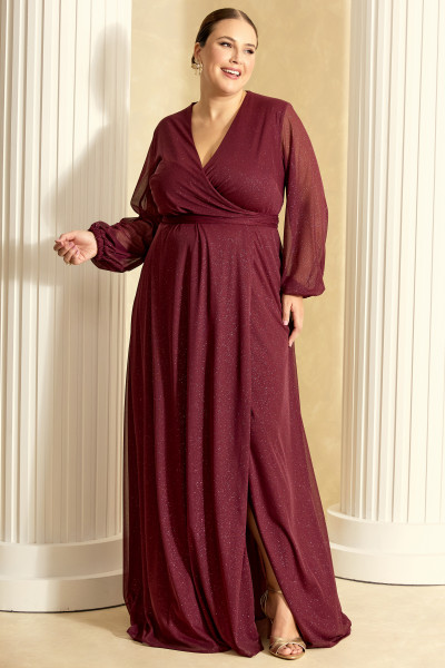Vestido de Festa Longo Plus Size Vinho Georgia Ladydress