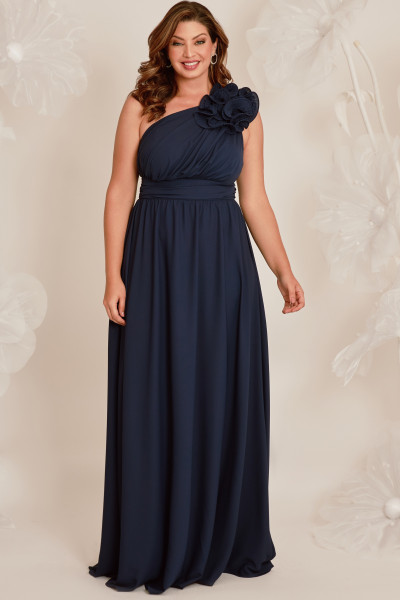 Vestido de Festa Longo Azul Marinho Zara