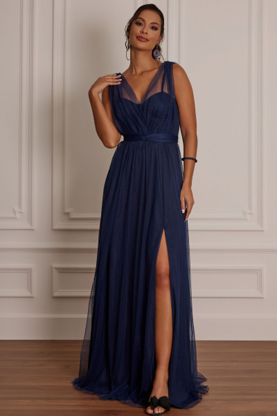 Vestido Longo Megan Azul Marinho