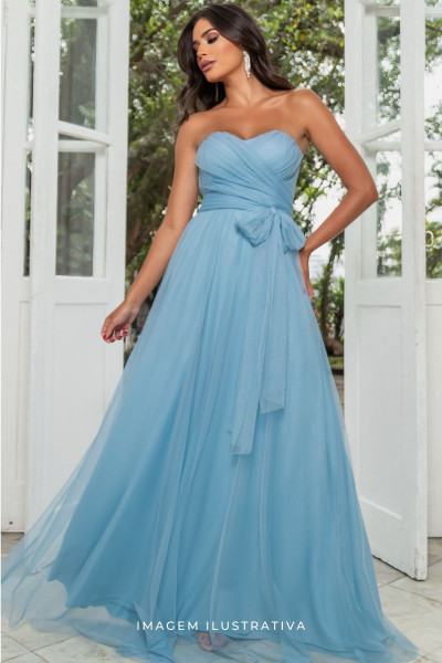 Vestido Longo Nina Azul Serenity