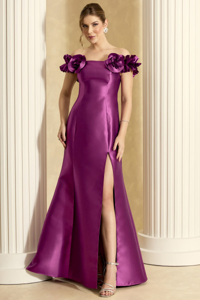 Vestido de Festa Longo Fúcsia Kimberly