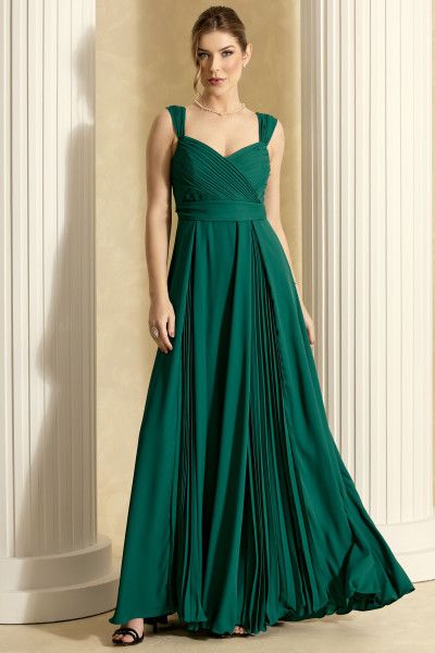 Vestido de Festa Longo Verde Escuro Maraisa