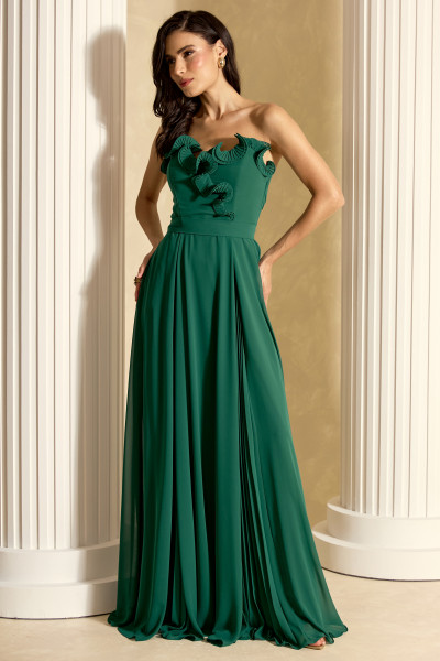 Vestido de Festa Longo Verde Escuro Paris