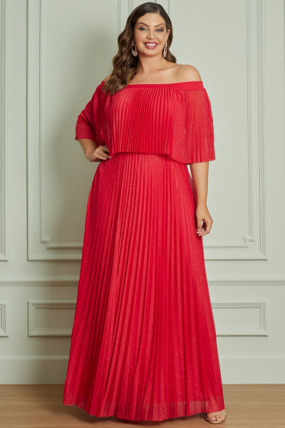 Vestido de Festa Longo Vermelho Brune 