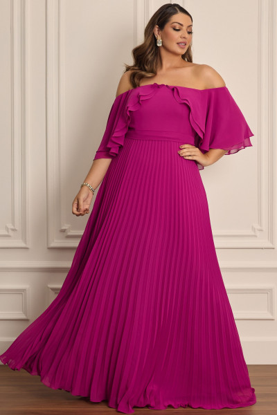 Vestido de Festa Longo Fúcsia Agnes