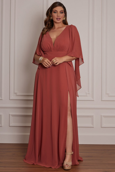Vestido Longo Paola Terracota