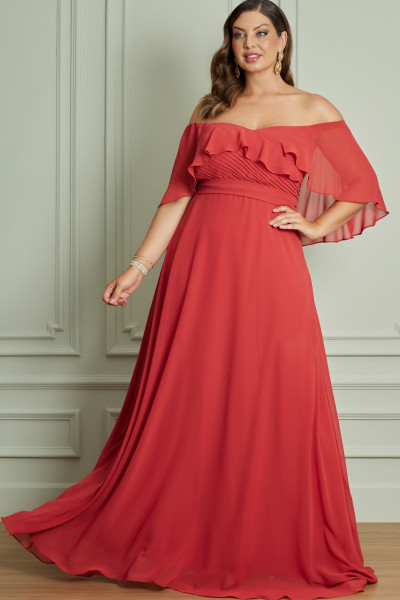 Vestido de Festa Longo Terracota Michelle