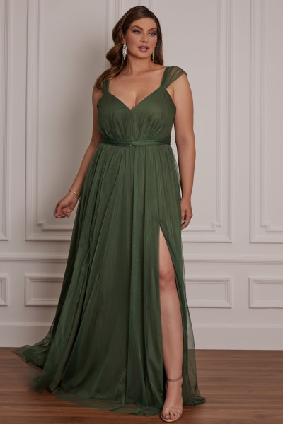 Vestido Longo Pilar Verde Oliva