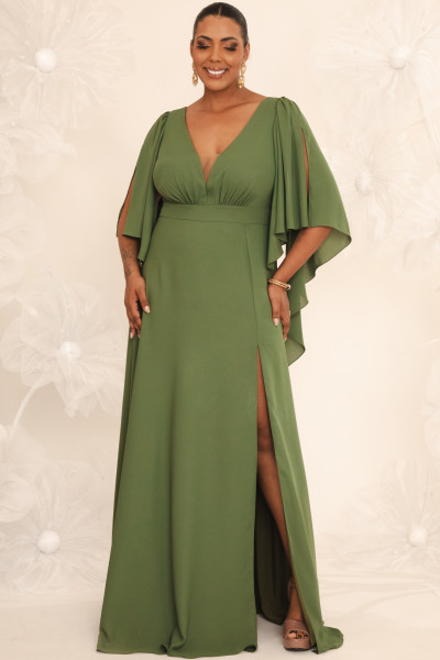 Vestido Longo Paola Verde Oliva