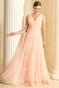 Vestido de Festa Longo Salmão Evelyn