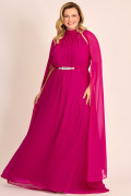 Vestido de Festa Longo Plus Size Fúcsia July