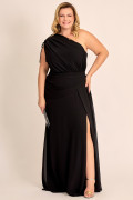 Vestido de Festa Longo Plus Size Preto Judy