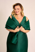 Vestido de Festa Midi Plus Size Verde Escuro Sônia
