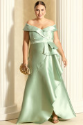 Vestido de Festa Longo Plus Size Verde Menta Alcione