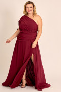 Vestido de Festa Longo Plus Size Vinho Judy