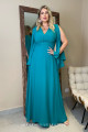 Vestido Festa Madrinha Plus Verde Esmeralda  manga plissado Longo Ladydress 22 09 13